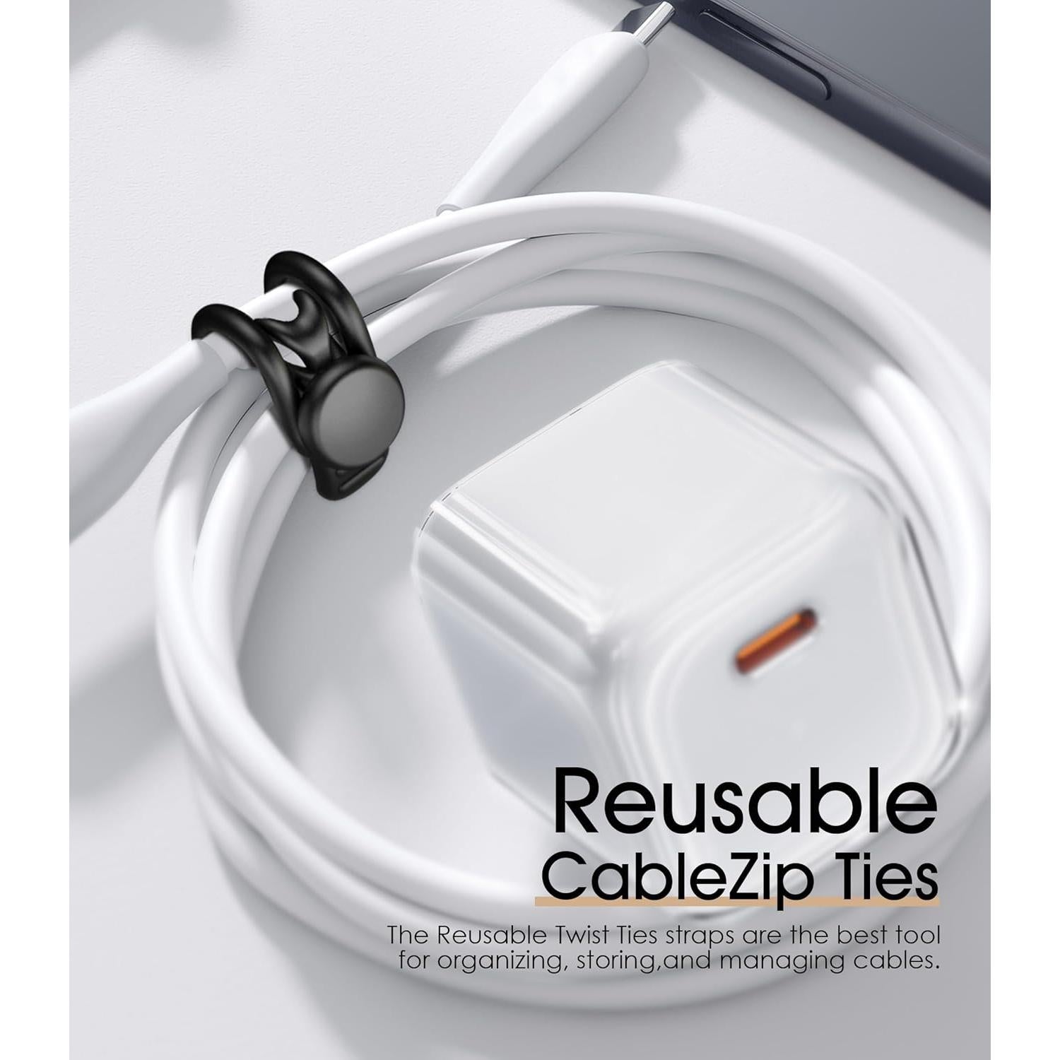 20 Ataduras de Cable de Silicona Nearockle 3" Negro