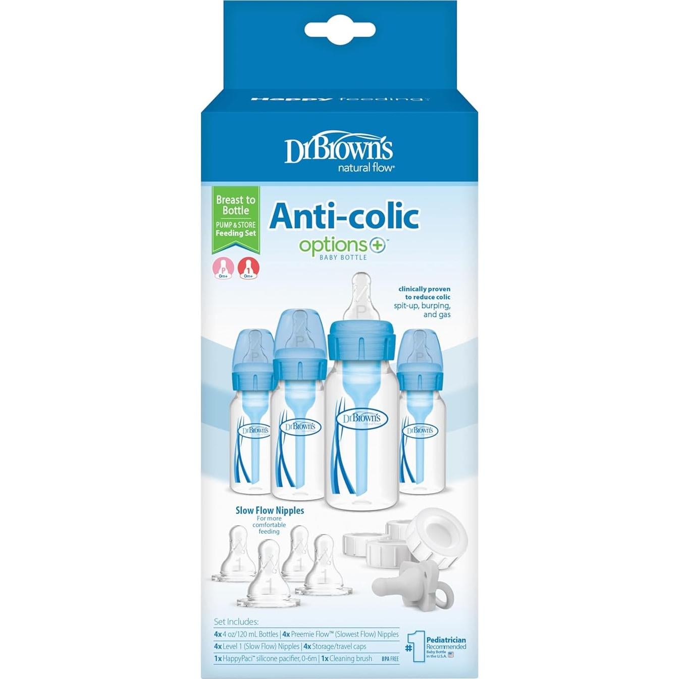 Conjunto de Alimentación Dr. Brown's Anti-Cólico 4 Biberones 120 mL