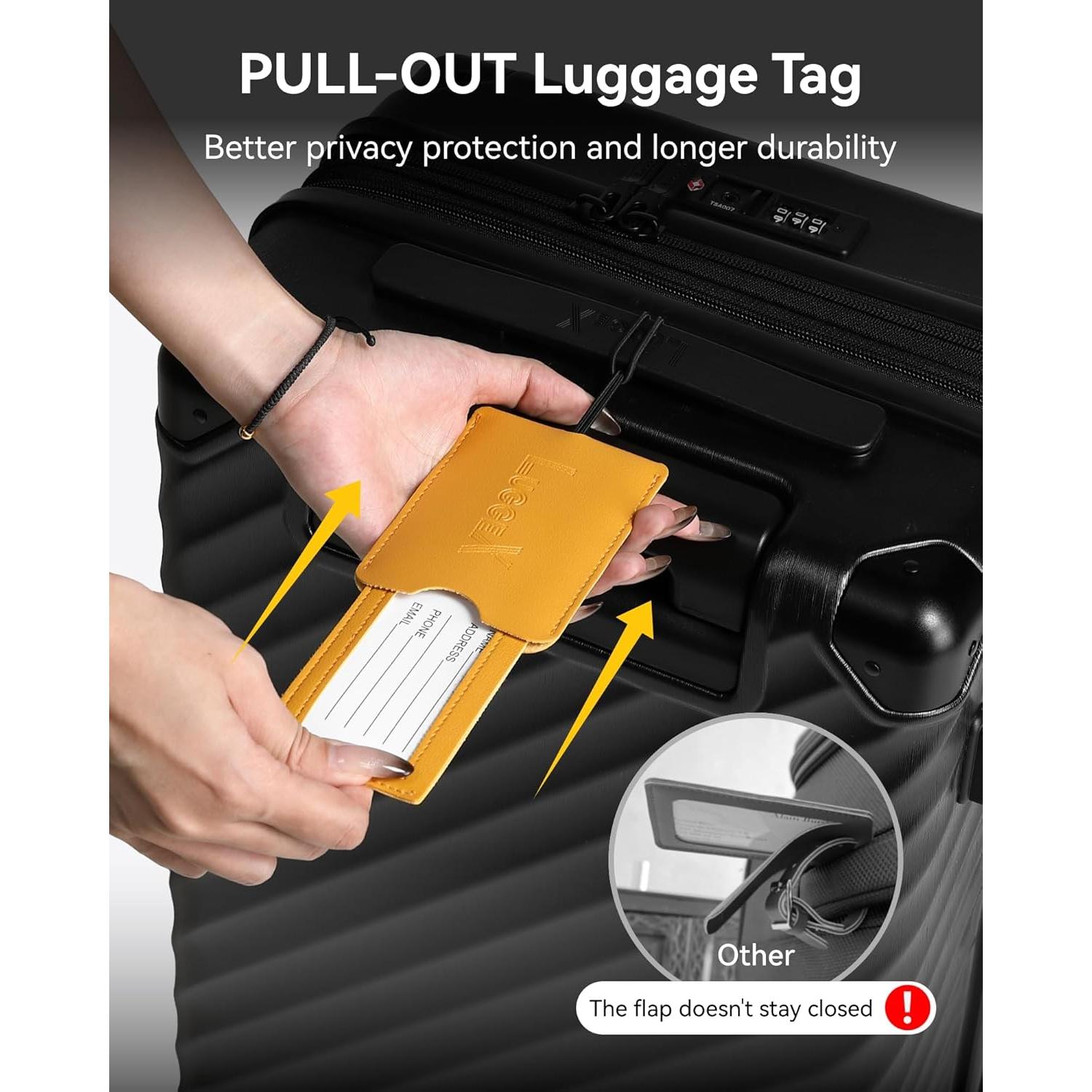 Etiquetas de Equipaje LUGGEX 2 Piezas Negro con Protección de Privacidad