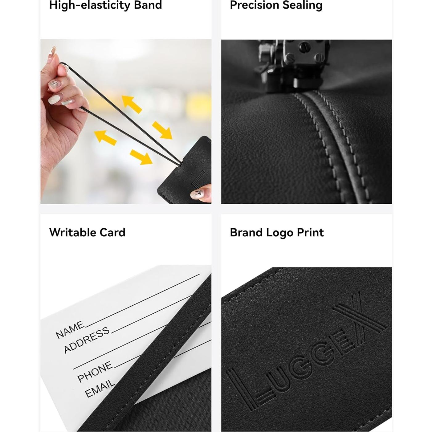 Etiquetas de Equipaje LUGGEX 2 Piezas Negro con Protección de Privacidad