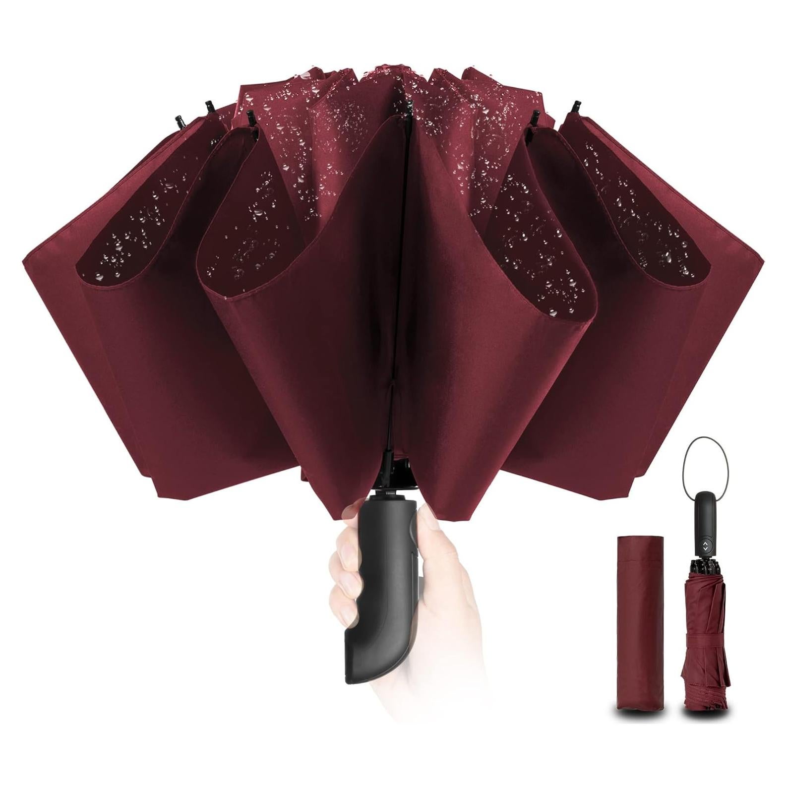 Paraguas Invertido Conlun Rojo Compacto Automático 120 cm