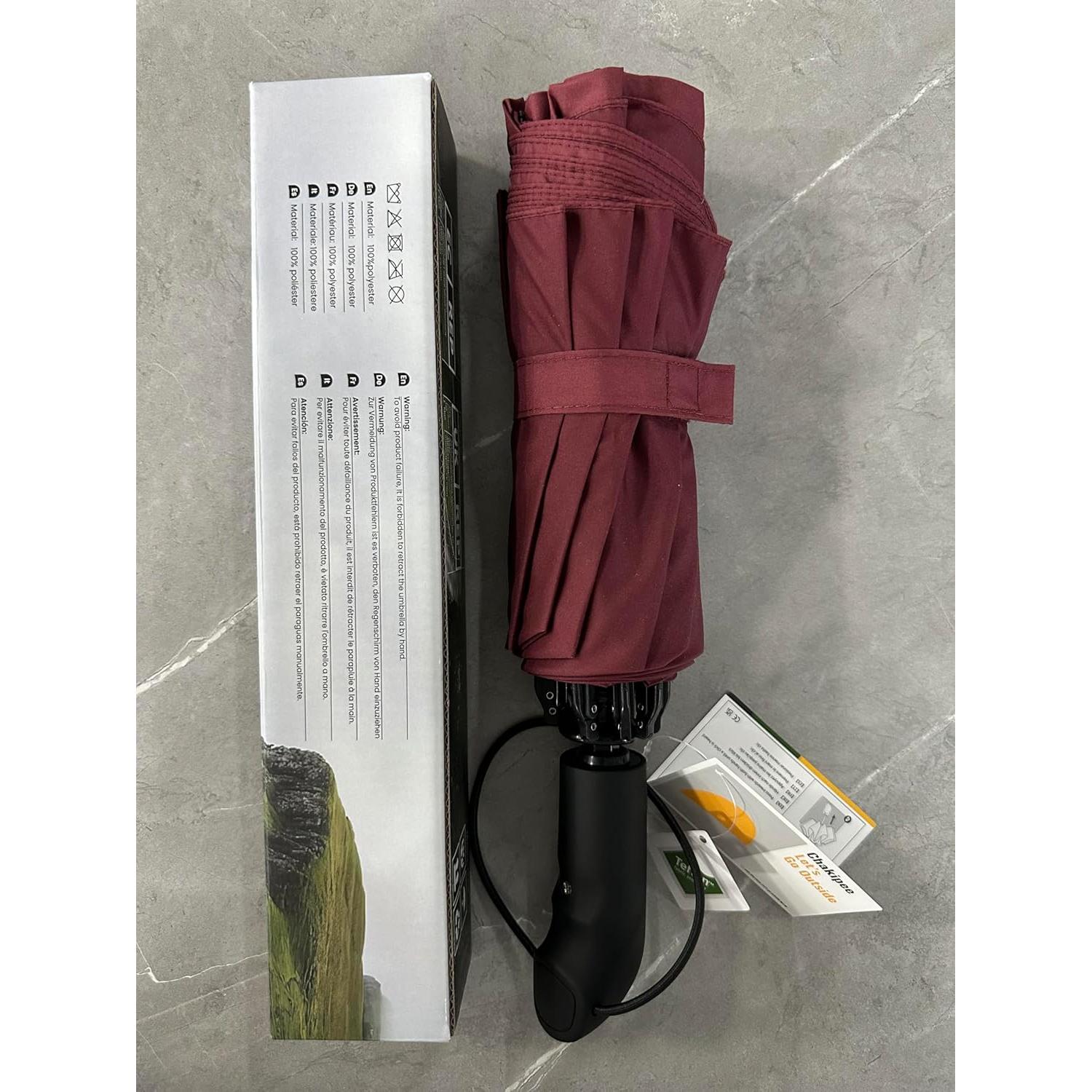 Paraguas Invertido Conlun Rojo Compacto Automático 120 cm