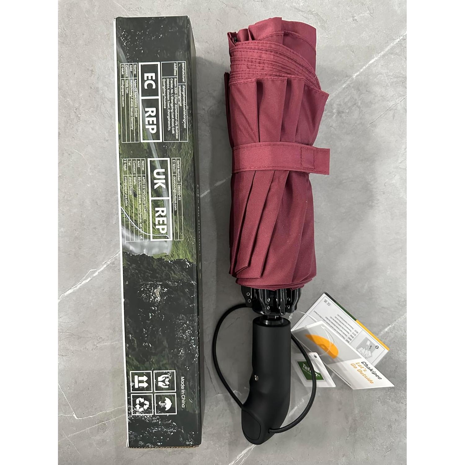 Paraguas Invertido Conlun Rojo Compacto Automático 120 cm