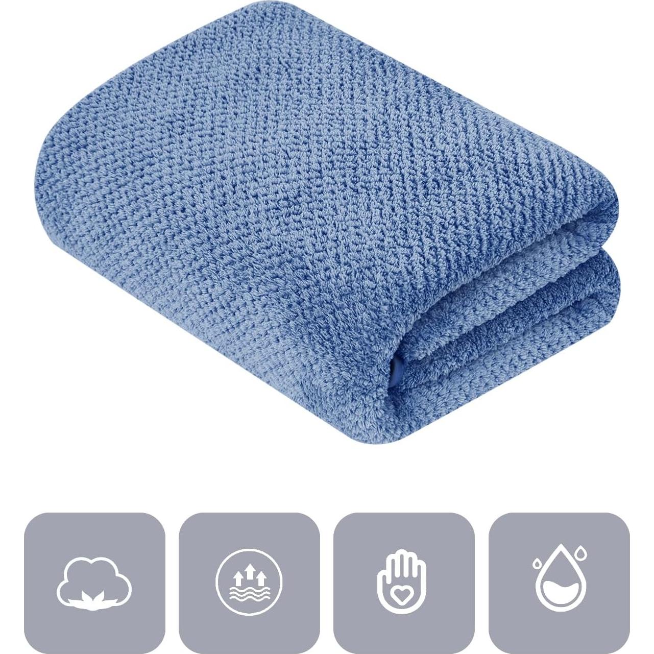 Juego de Toallas de Baño Jumbo 2 Piezas Microfibra Azul