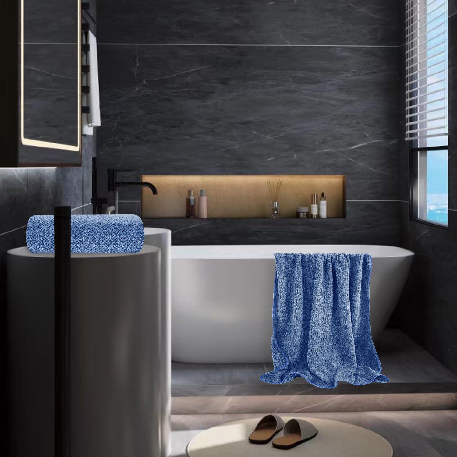 Juego de Toallas de Baño Jumbo 2 Piezas Microfibra Azul