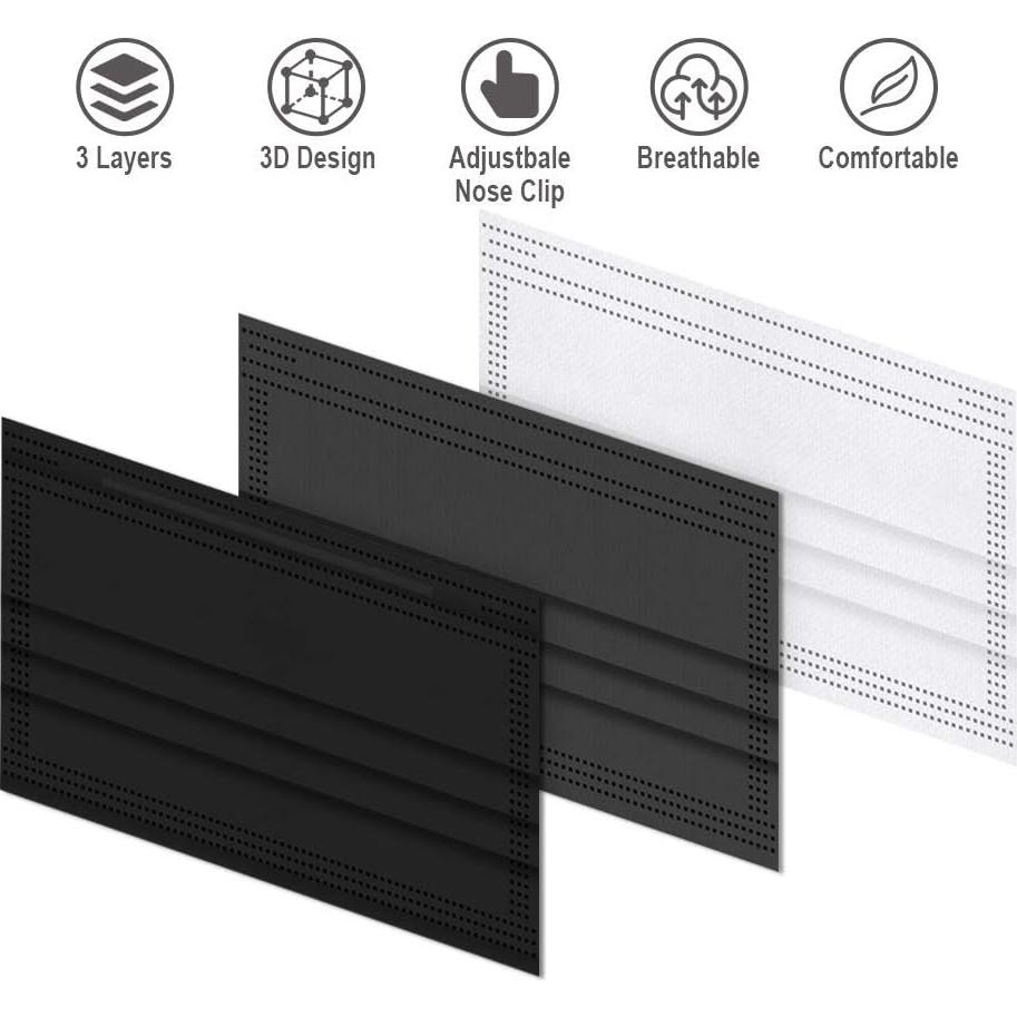 Mascarillas Desechables Negras 50 Pcs DR.MOXA 3 Capas Adultos