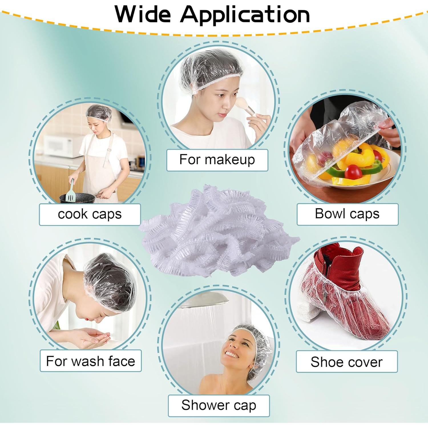 Gorros de Ducha Desechables YG-014-Y, 200 Piezas Transparentes