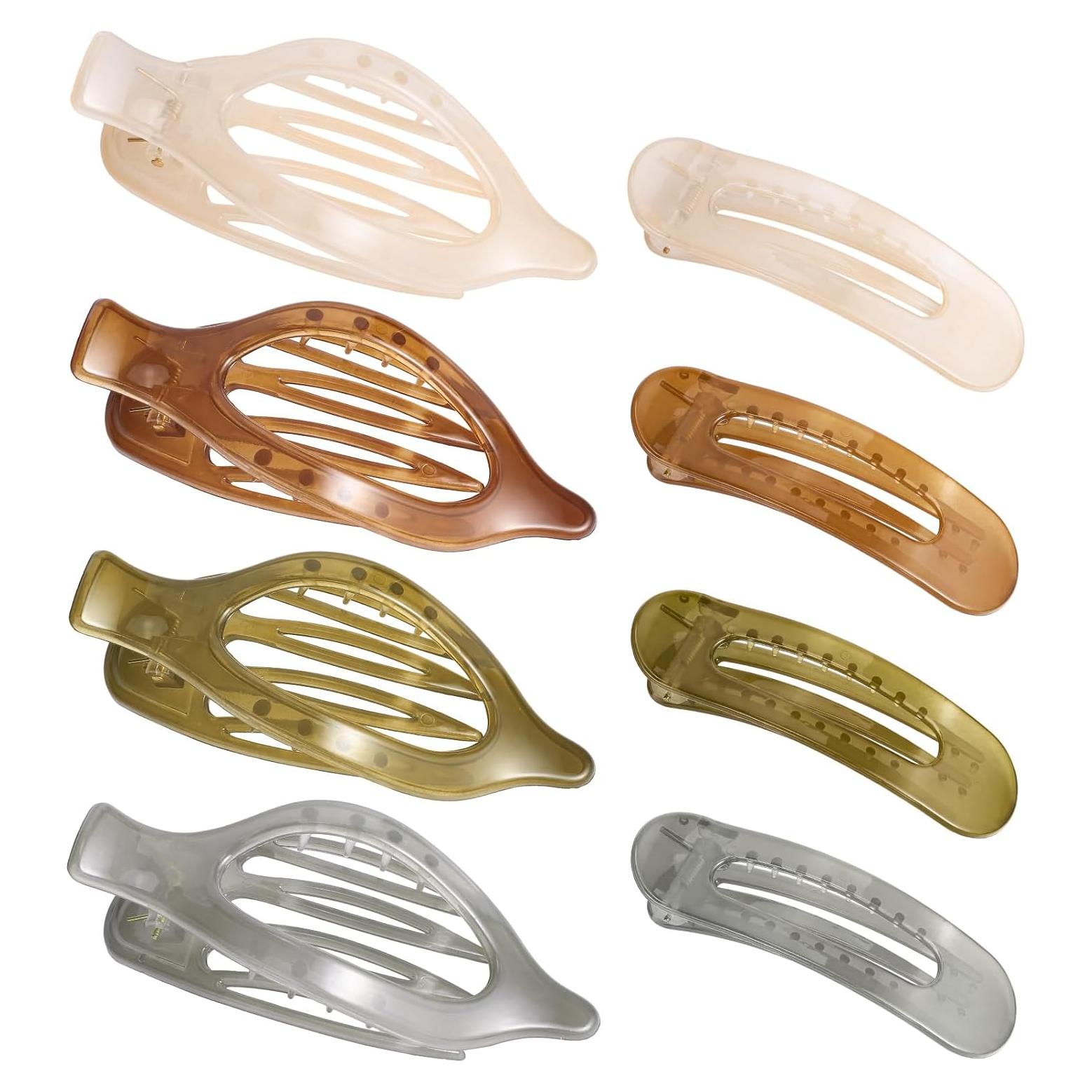 8 Clips de Pelo Planos Obeoby, 2 Estilos, 4 Colores, 10.9 cm