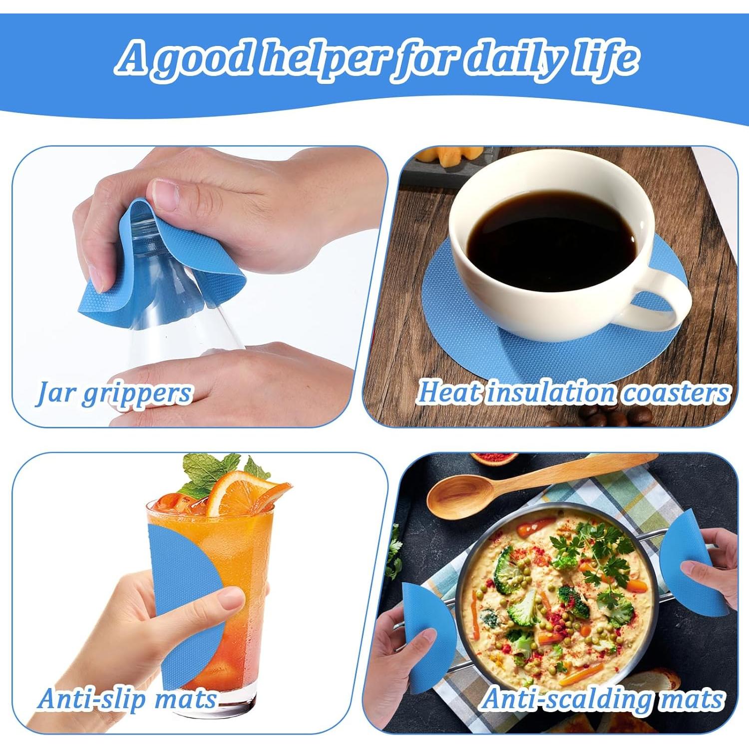 Juego de 4 Agarradores de Tarros de Goma Teaaha 12.5 cm Antideslizante