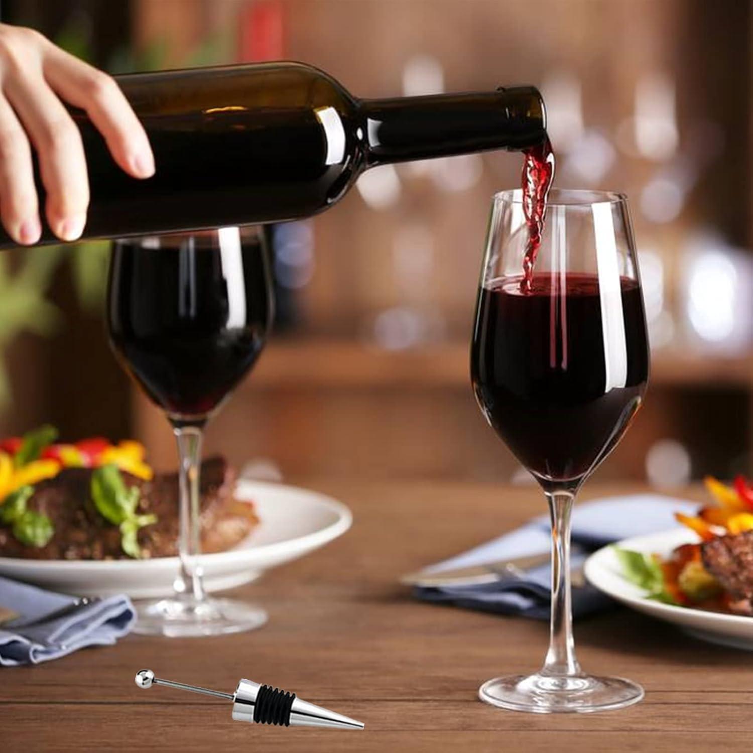 10 Tapones de Vino Reutilizables ENLAYER de Acero Inoxidable