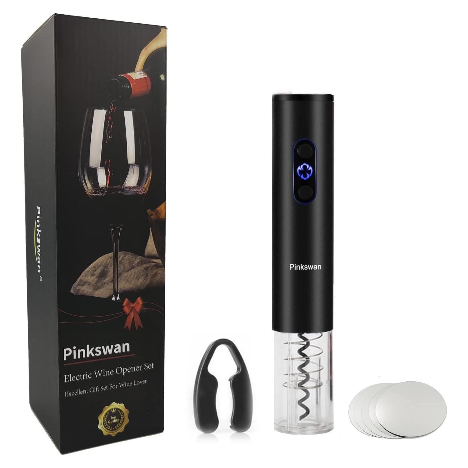 Kit de regalo abridor de vino eléctrico Pinkswan 3 en 1