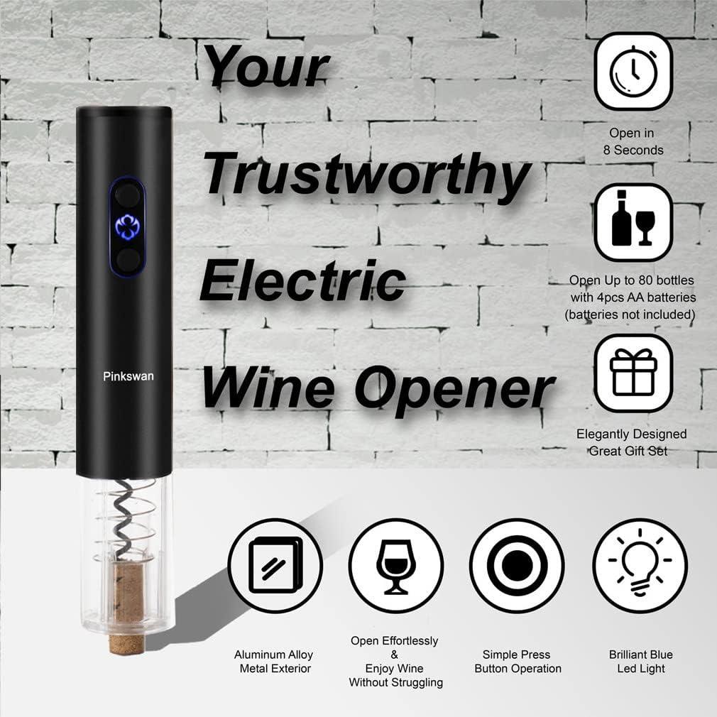 Kit de regalo abridor de vino eléctrico Pinkswan 3 en 1