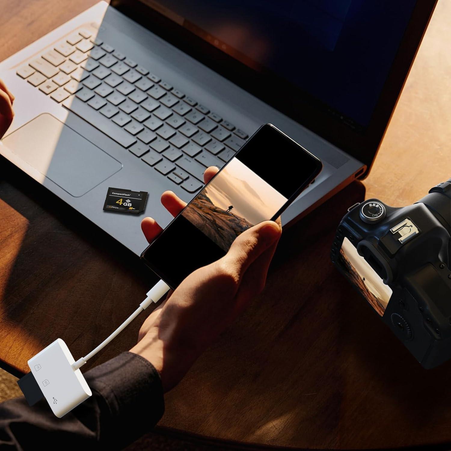 Lector de Tarjetas SD USB C Meliya 3 en 1 para iPhone y Mac