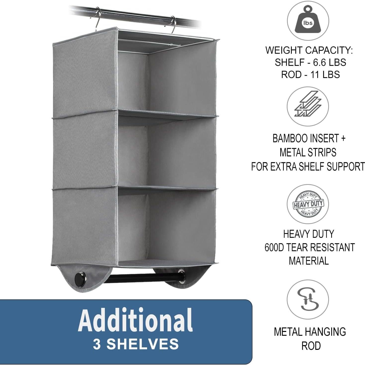 Organizador Colgante de Closet HOLDN STORAGE 3 Estantes 30.5x74.9cm