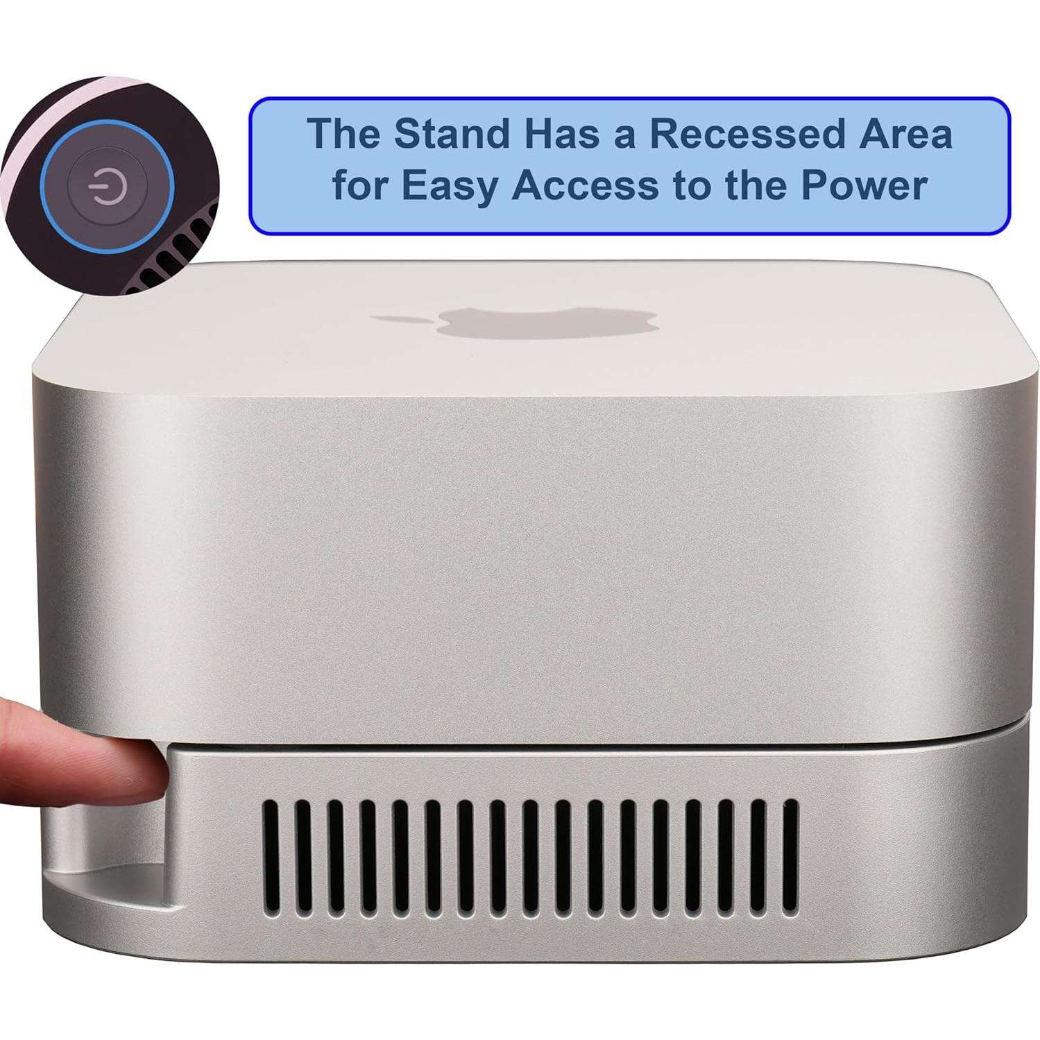 Soporte de Escritorio Psitek para Mac mini M4/M4 Pro Plateado