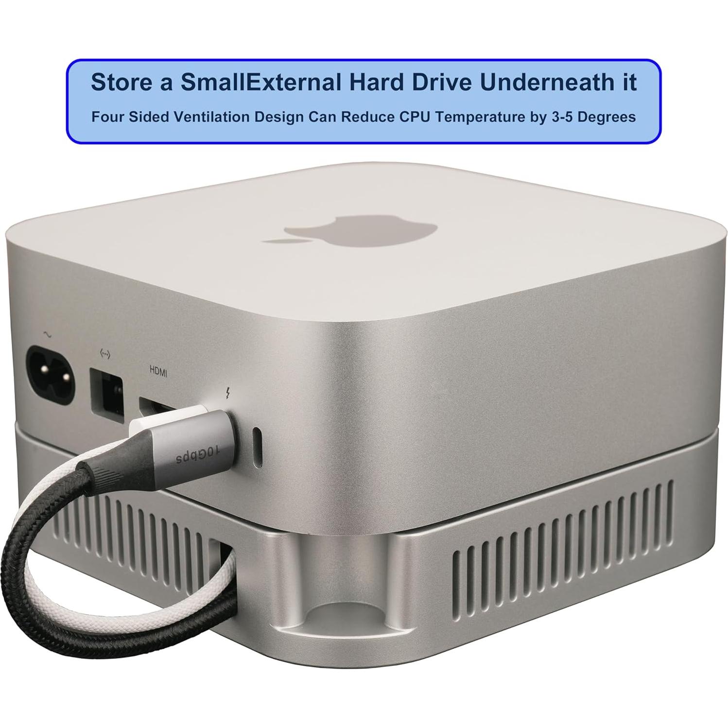 Soporte de Escritorio Psitek para Mac mini M4/M4 Pro Plateado