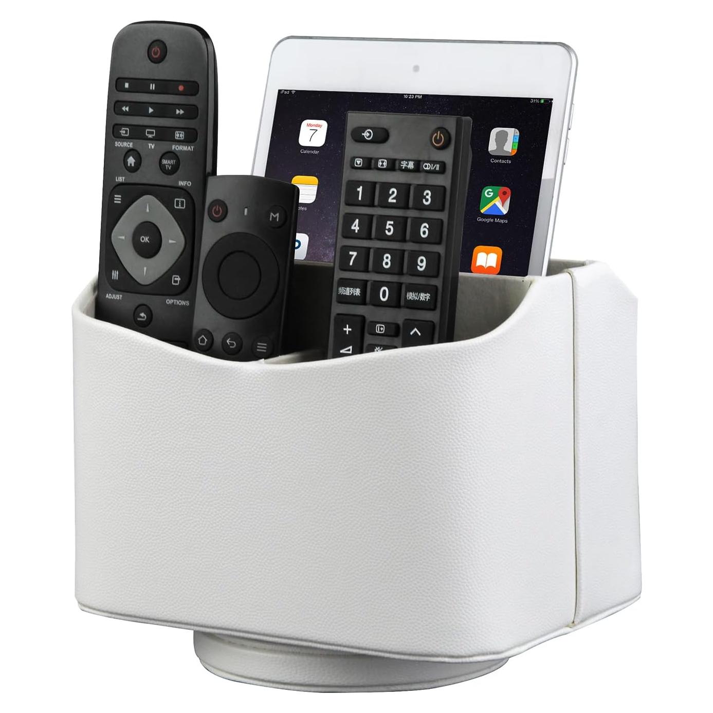 Soporte de Control Remoto HofferRuffer Cuero PU Blanco 360°