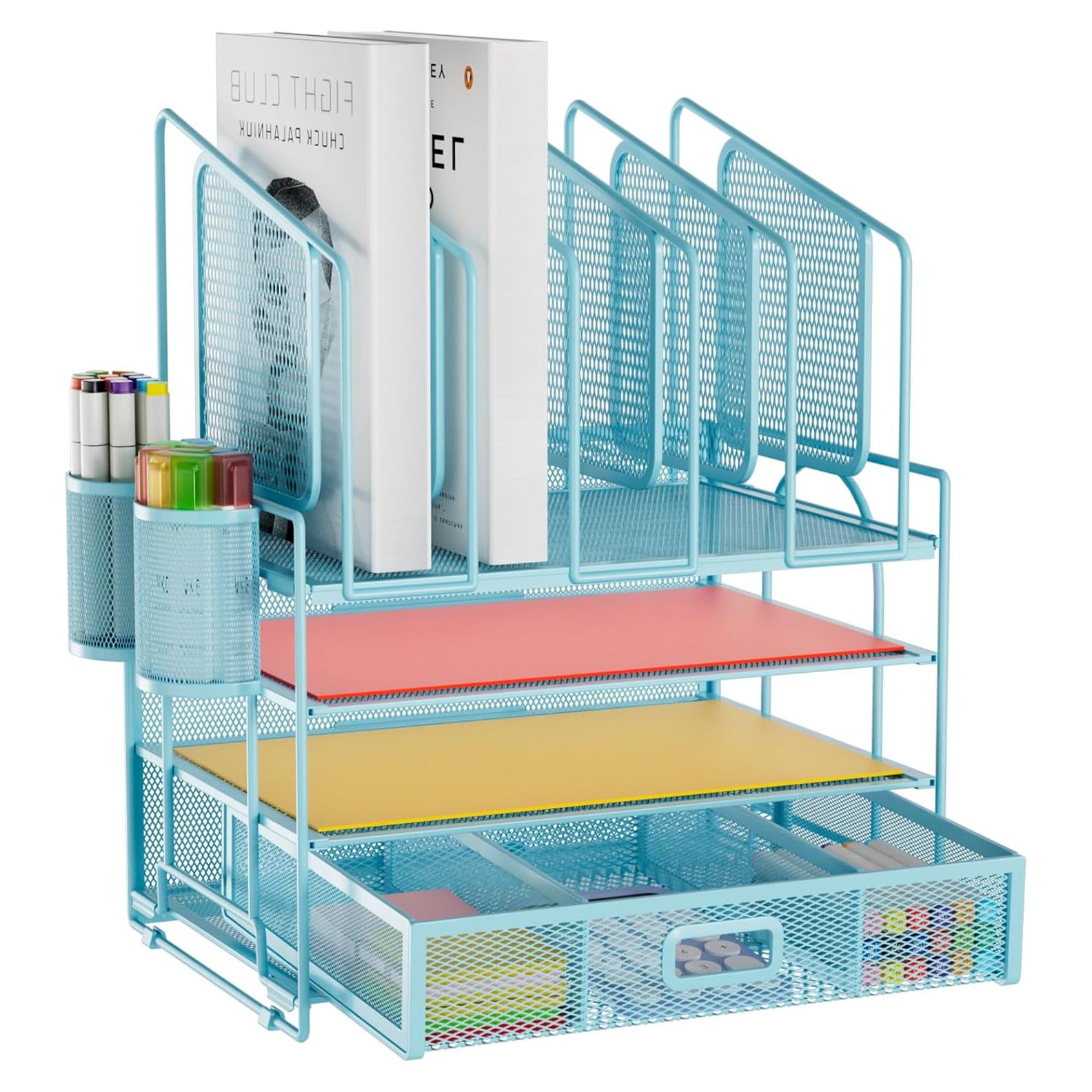 Organizador de Escritorio Marbrasse Azul, Malla 4 Niveles