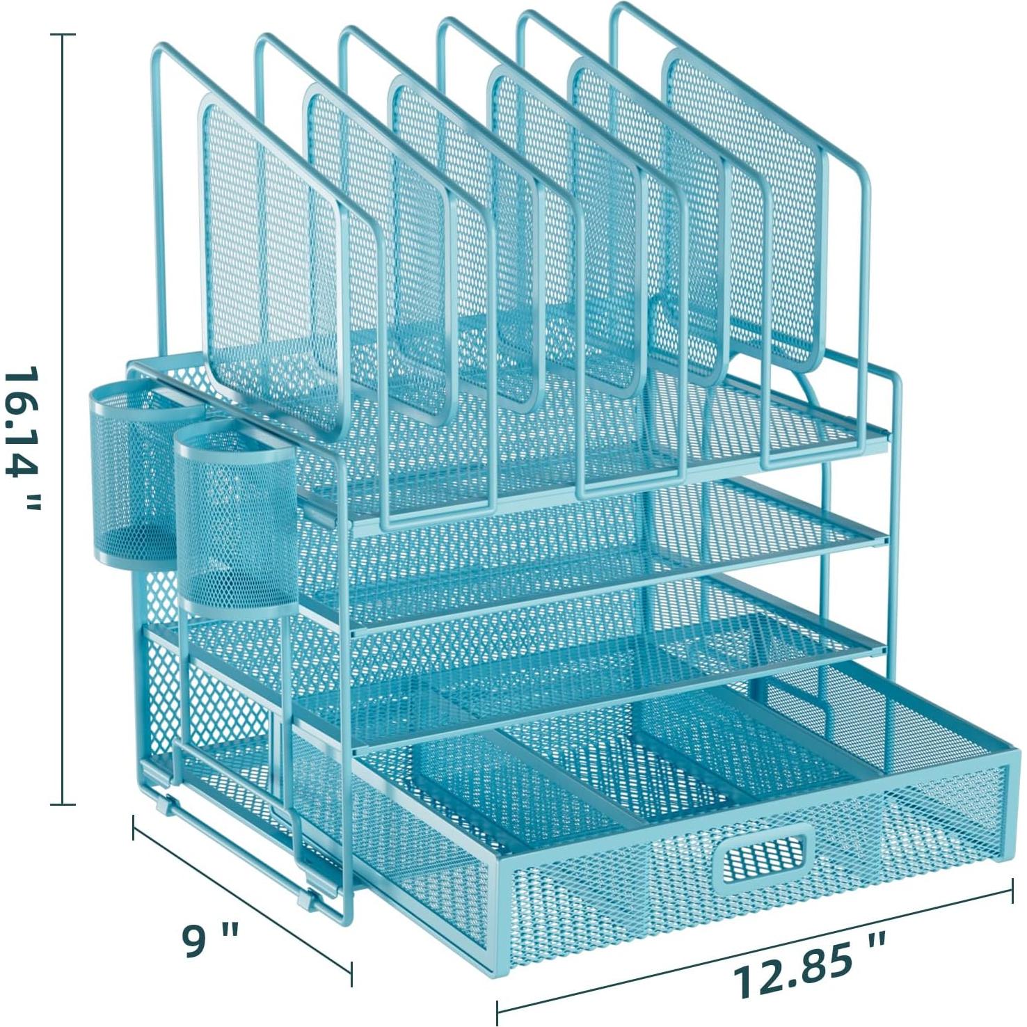 Organizador de Escritorio Marbrasse Azul, Malla 4 Niveles