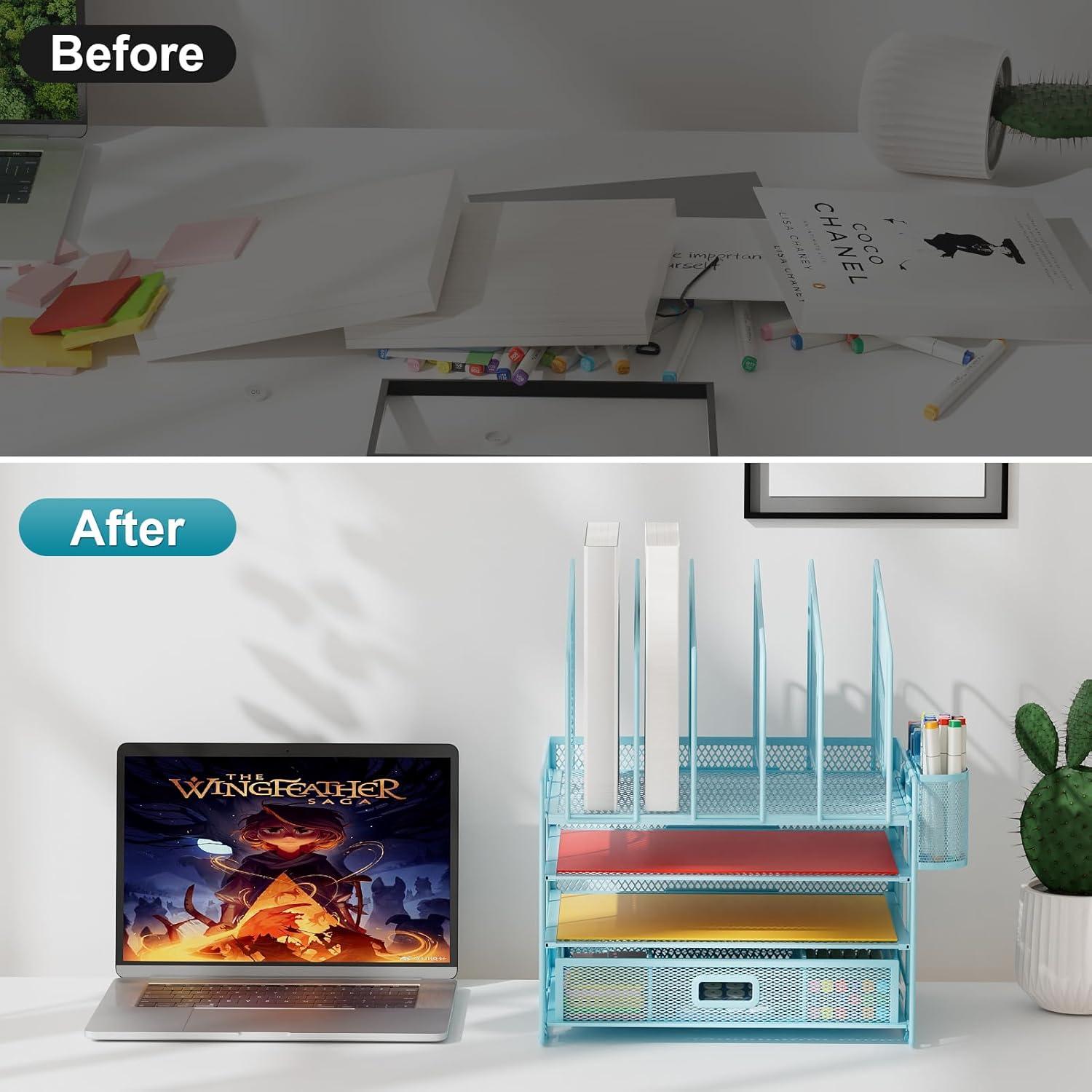 Organizador de Escritorio Marbrasse Azul, Malla 4 Niveles