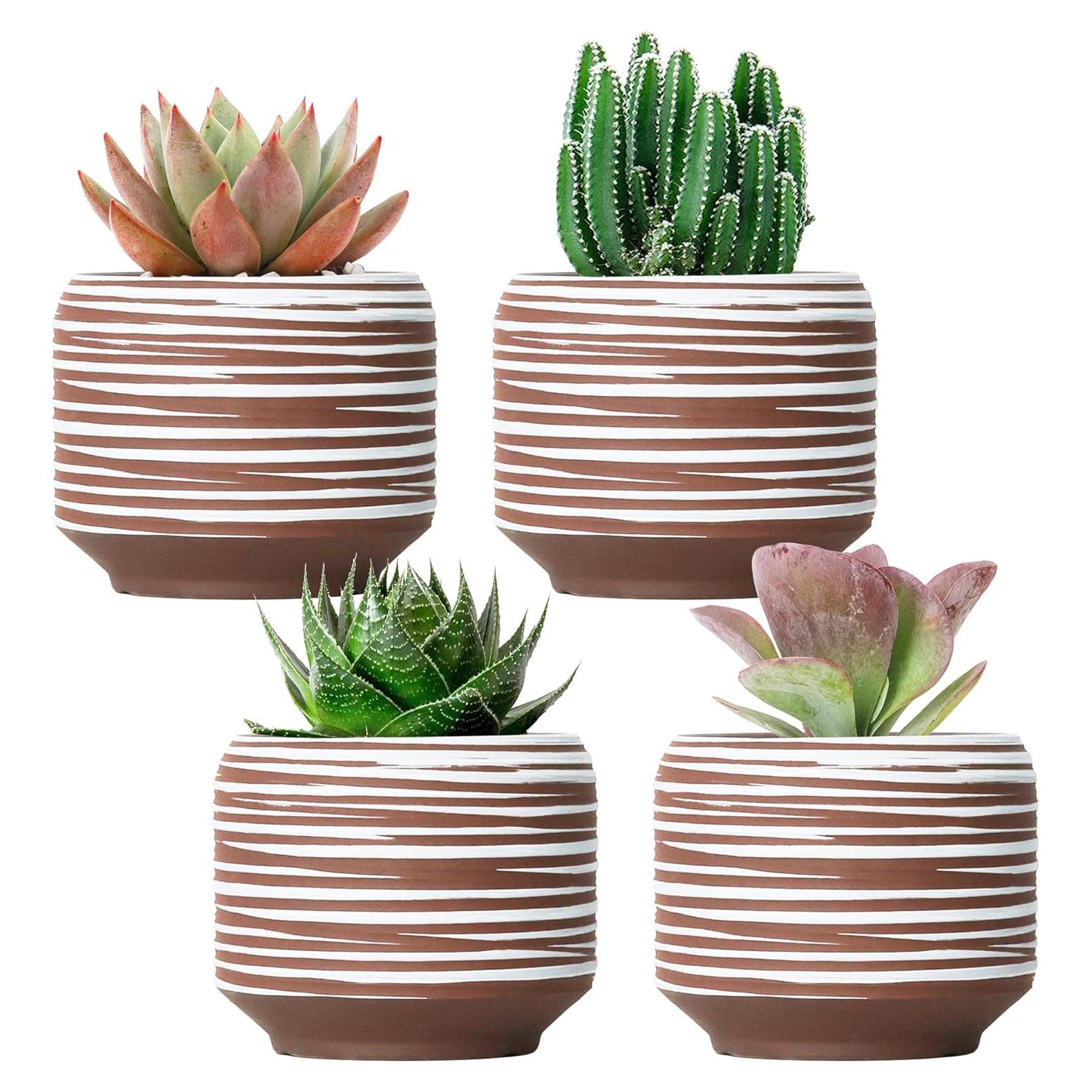 Juego de 4 Macetas de Cerámica 9.4 cm Bestseler con Drenaje