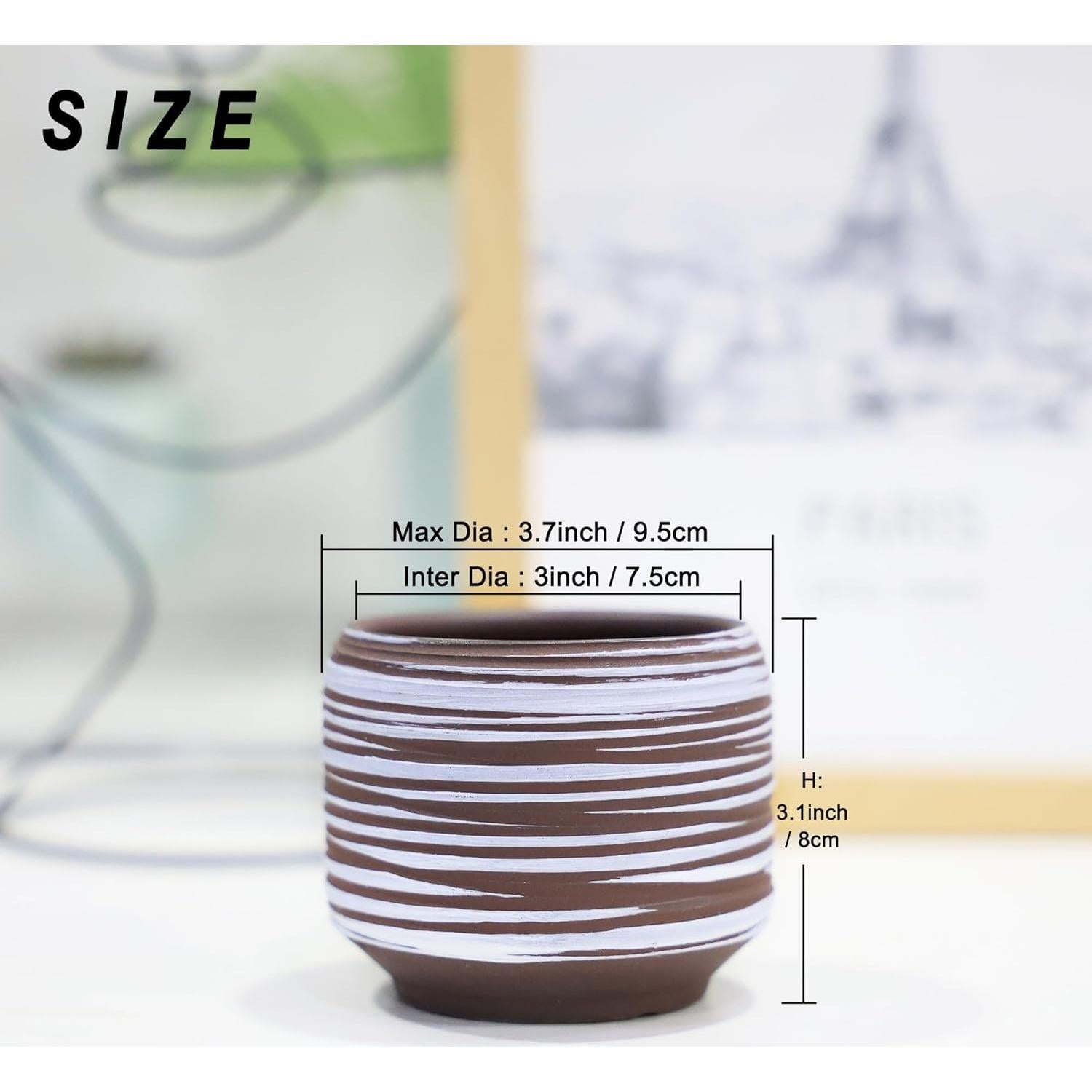 Juego de 4 Macetas de Cerámica 9.4 cm Bestseler con Drenaje