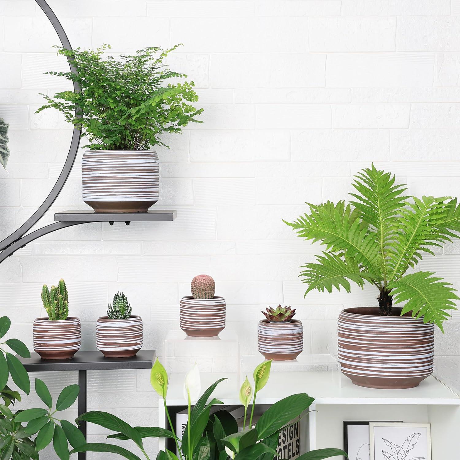 Juego de 4 Macetas de Cerámica 9.4 cm Bestseler con Drenaje