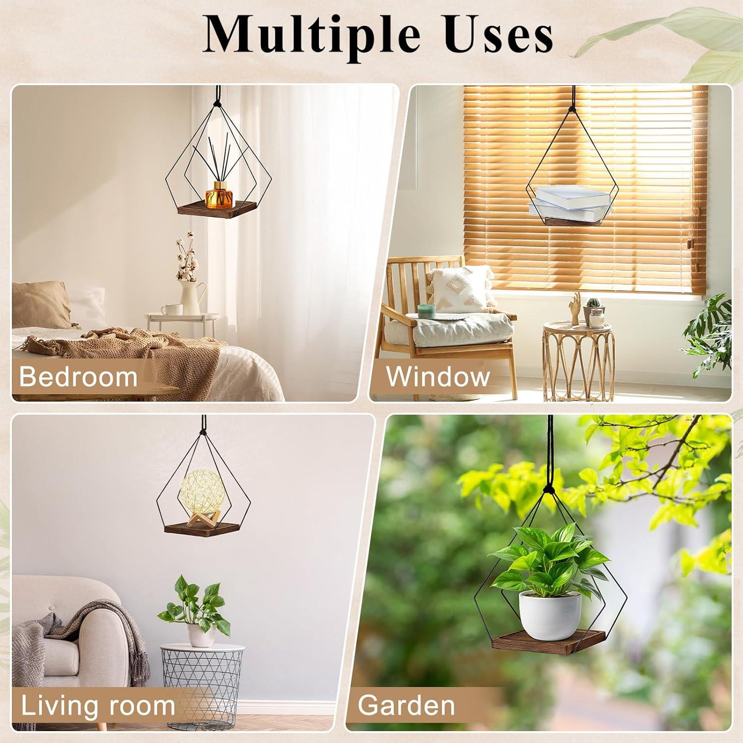 Maceta Colgante FIOBEE de Metal y Madera 17.8CM Negro