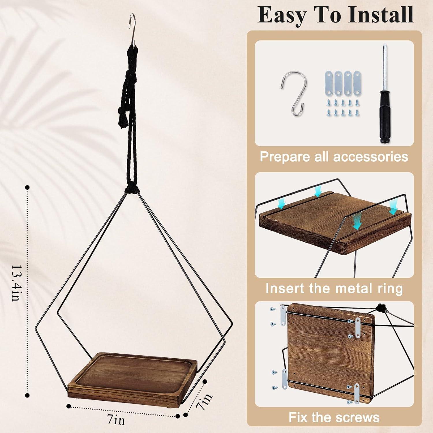 Maceta Colgante FIOBEE de Metal y Madera 17.8CM Negro