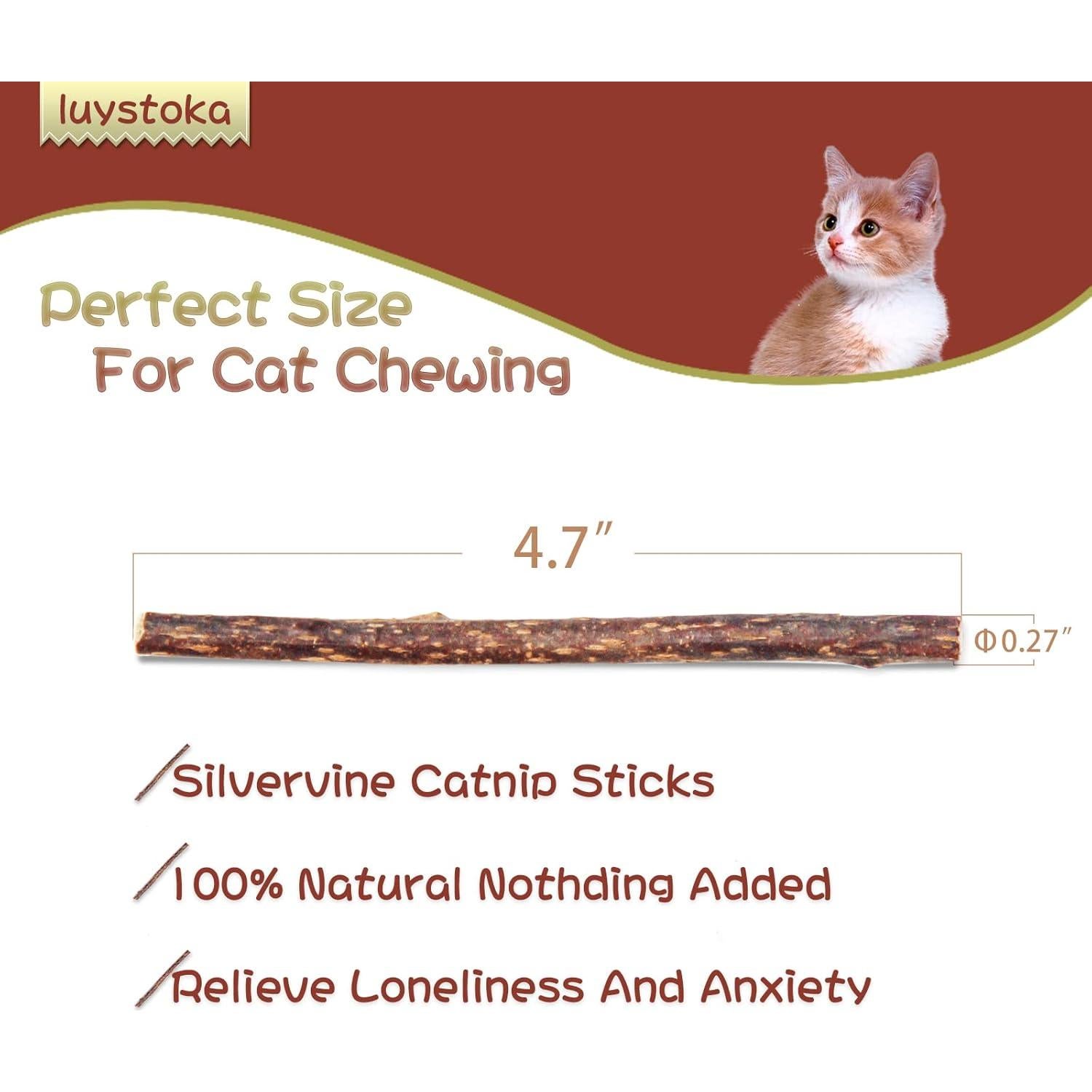 Juguetes para Gatos Luystoka - 10PCS Palitos de Silvervine