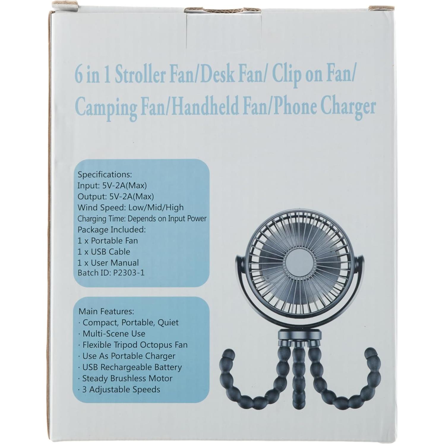 Ventilador Portátil Recargable PaPaFboy F1 3 Velocidades Negro