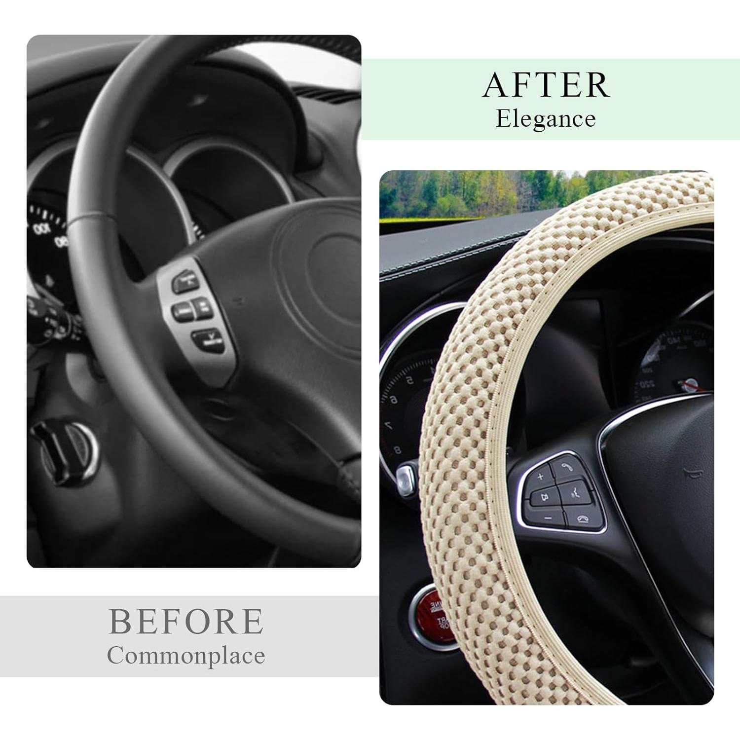 Cubierta de Volante Elástico Yourkar Beige 27x27 cm Antideslizante