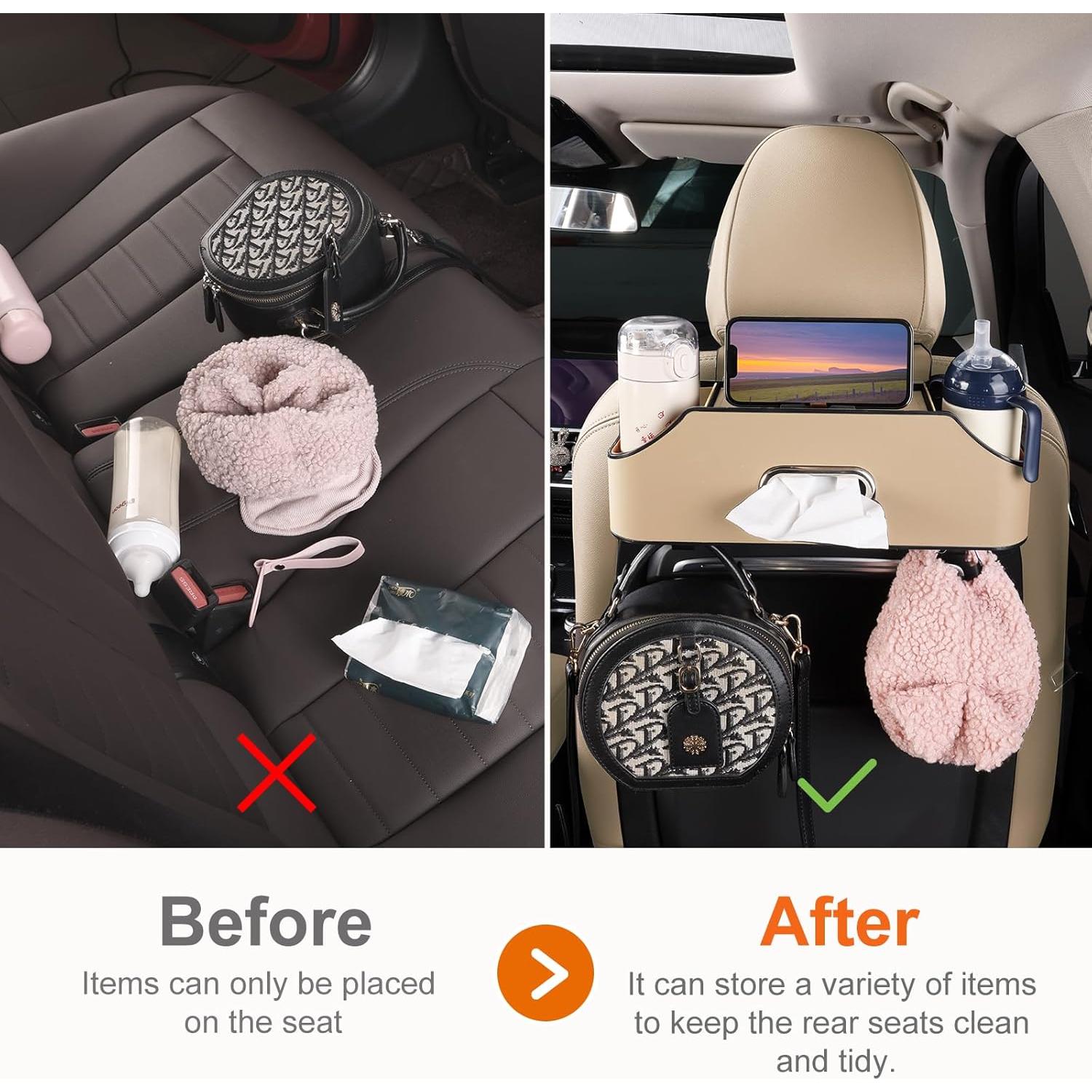 Organizador de Asiento Trasero Sancaral con 2 Portavasos y Ganchos