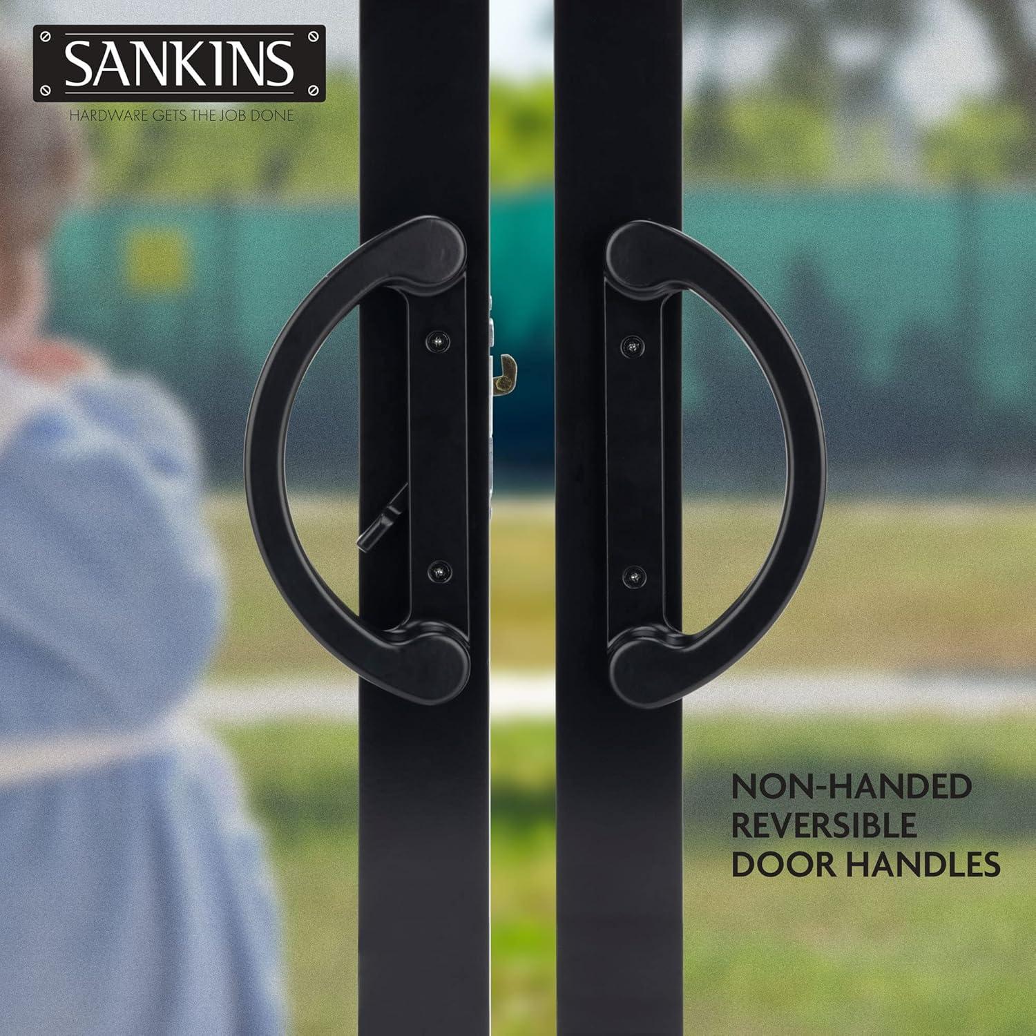 Juego de Tirador de Puerta Corredera SANKINS con Cerradura Negra