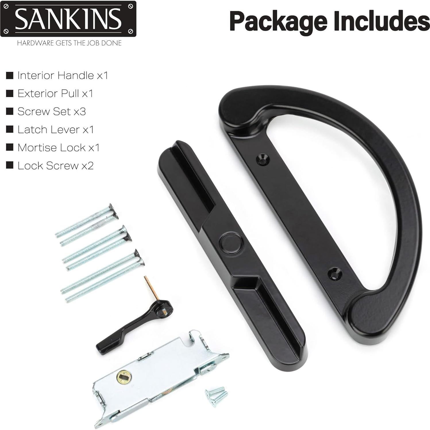 Juego de Tirador de Puerta Corredera SANKINS con Cerradura Negra