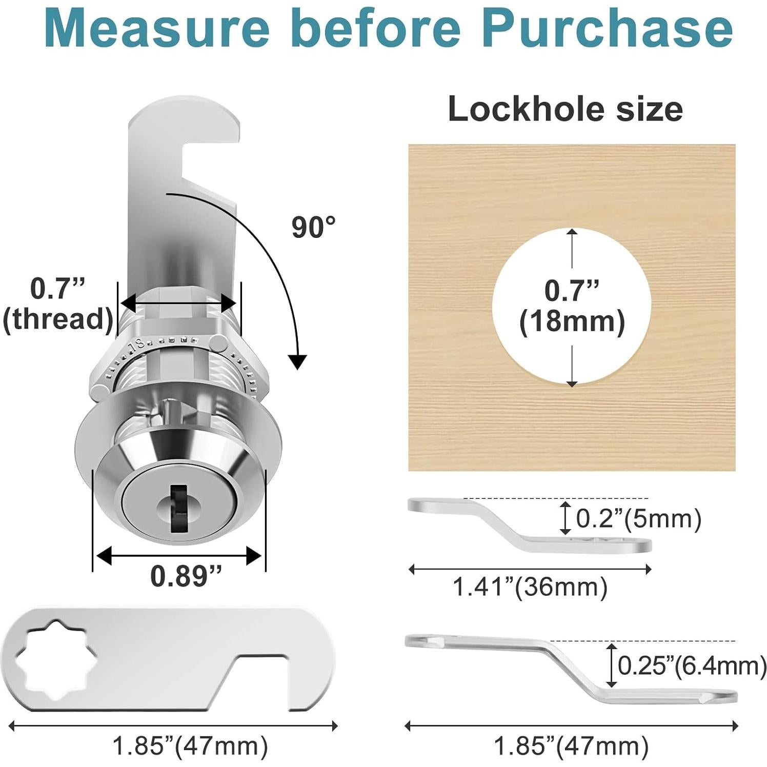 Cerradura de Cajón Pertinel 1-1/8" con Llave Igualada 2Pcs