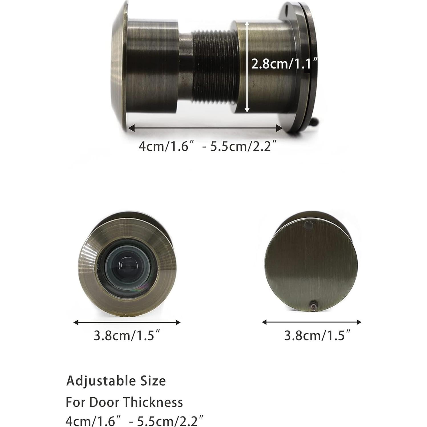 Mirilla de Latón Macizo TOGU TG3828YG Bronce Antiguo 220°