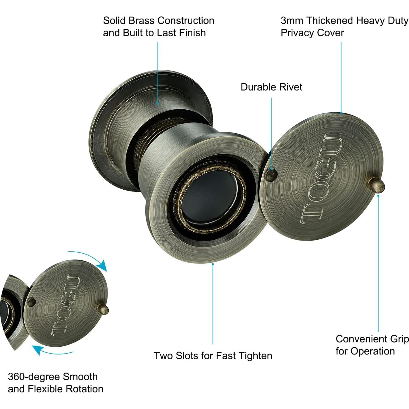 Mirilla de Latón Macizo TOGU TG3828YG Bronce Antiguo 220°