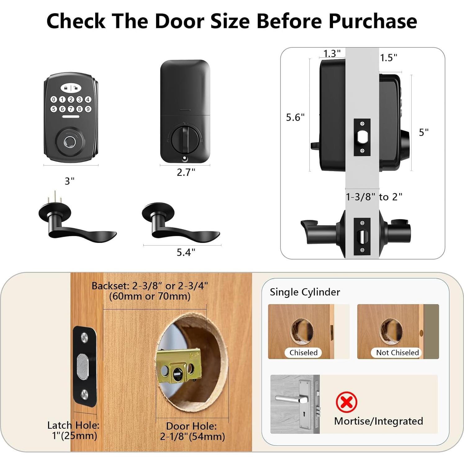 Cerradura Biométrica PHYSEN con Huella Dactilar y Manijas