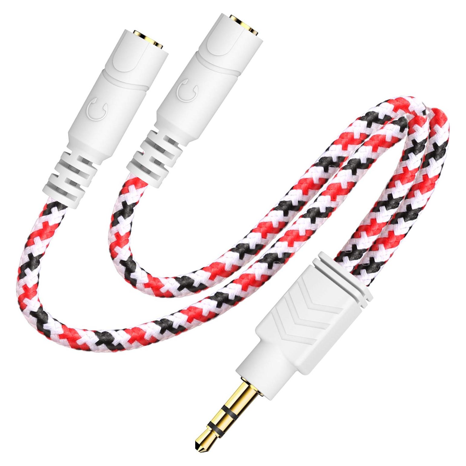 Divisor de Auriculares DuKabel 3.5mm Rojo Navidad 25cm