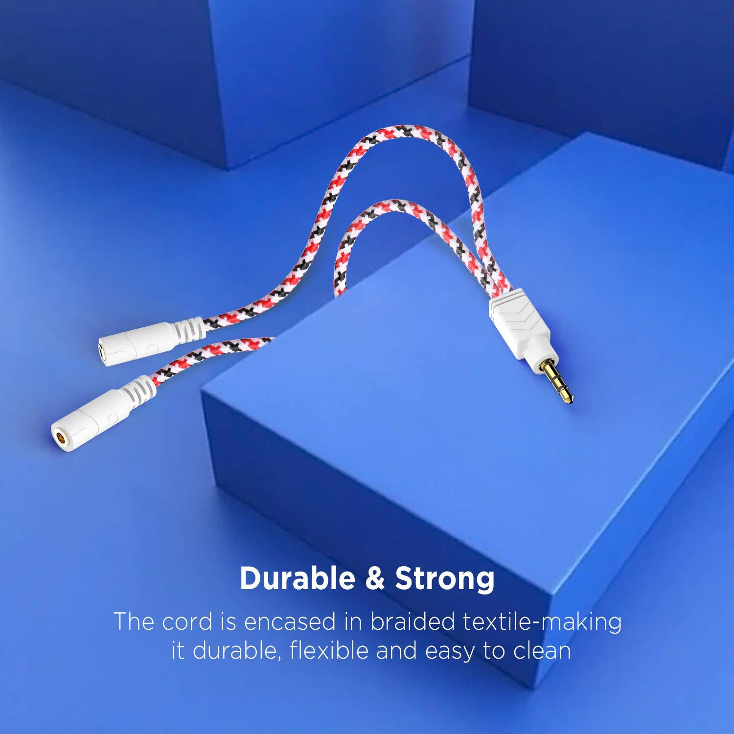 Divisor de Auriculares DuKabel 3.5mm Rojo Navidad 25cm