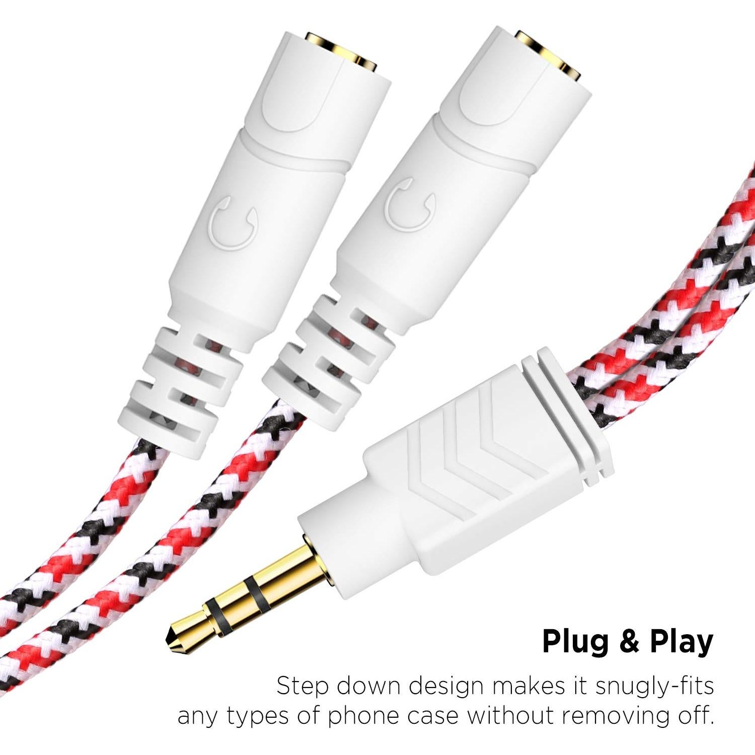 Divisor de Auriculares DuKabel 3.5mm Rojo Navidad 25cm