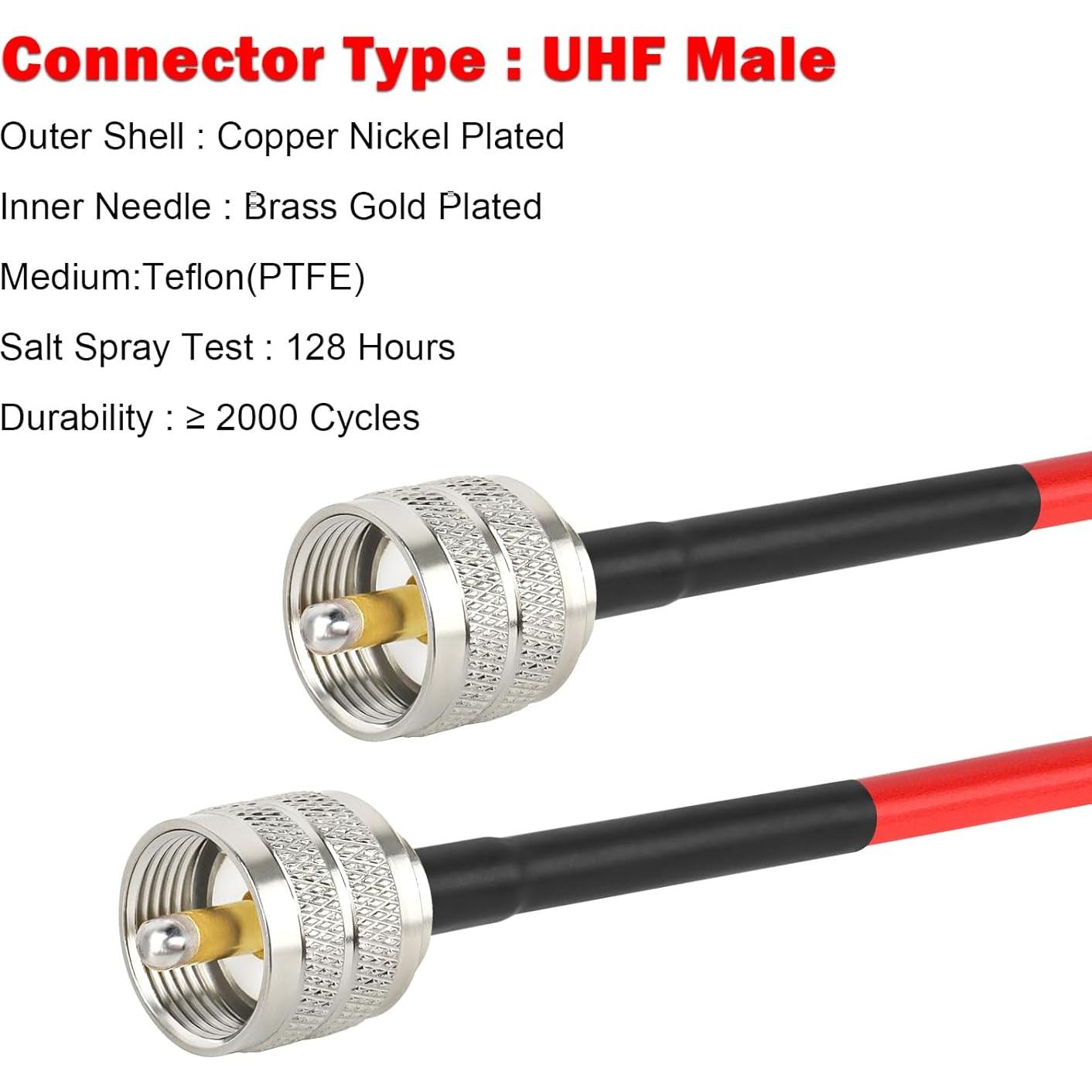 Cable Coaxial RG8X MOOKEER 2ft PL259 Macho a Macho 50 Ohm