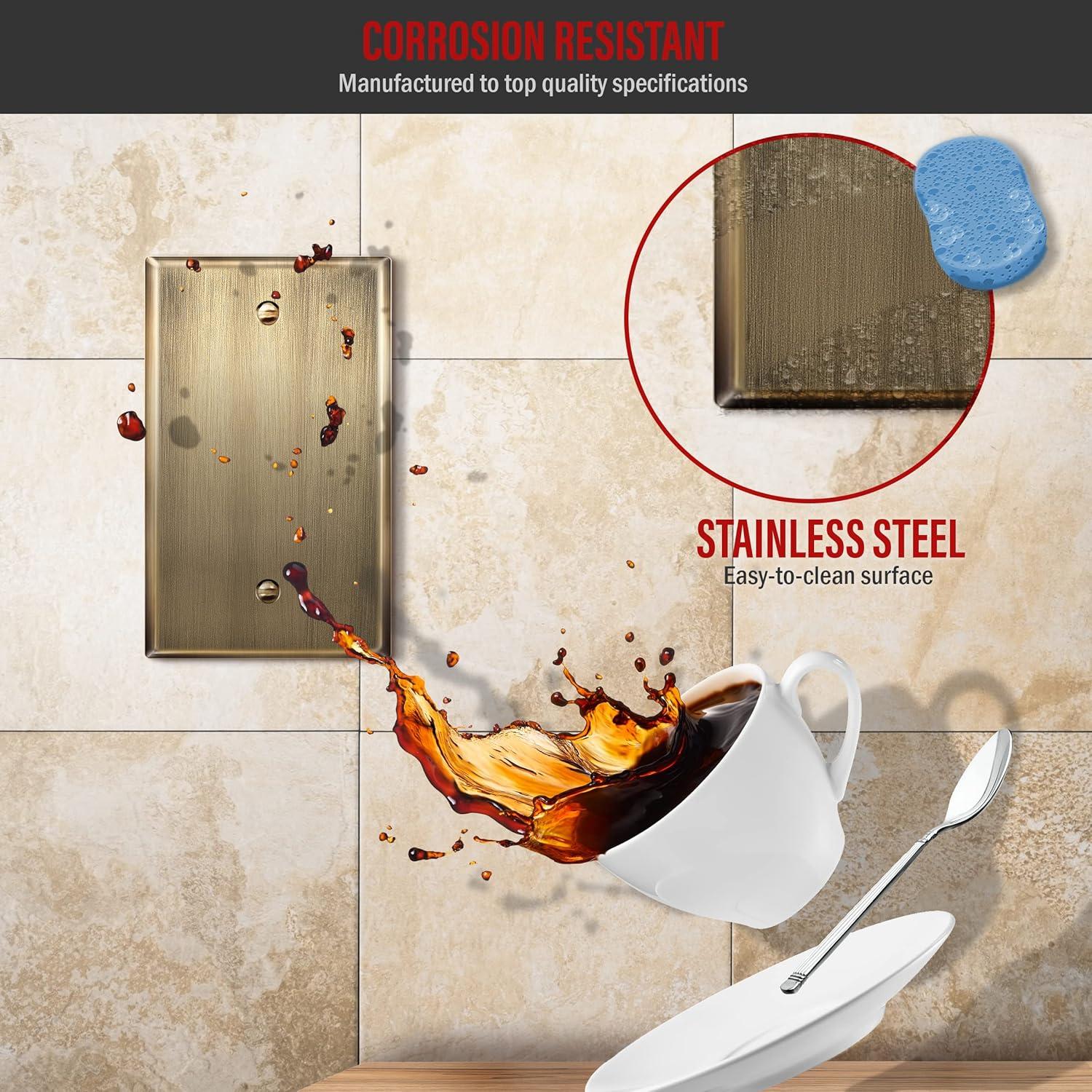 Placa de Pared de Metal ENERLITES 1-Gang Acero Inoxidable 7701-AB