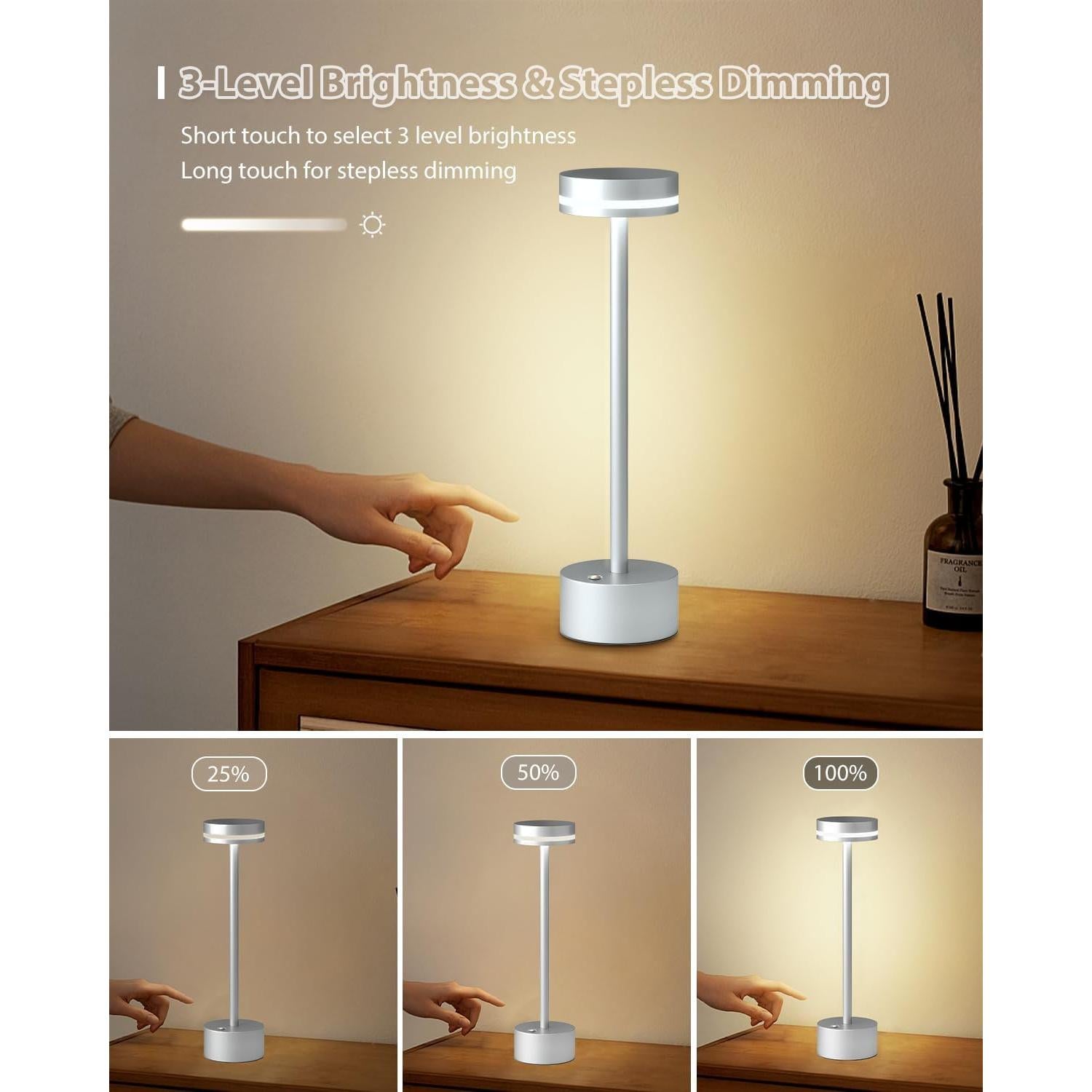 Lámpara de Mesa Inalámbrica LED FUNTAPHANTA Plata 4000mAh