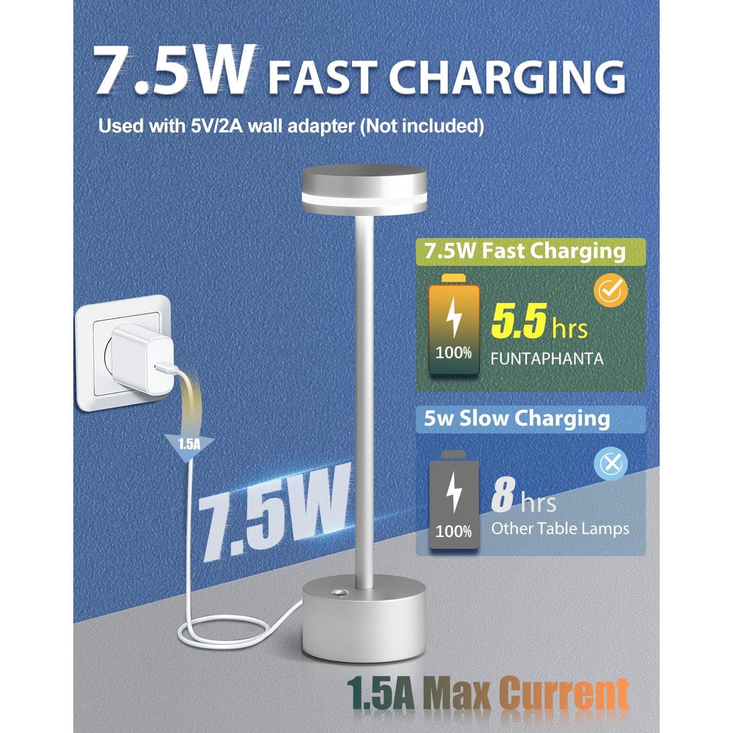 Lámpara de Mesa Inalámbrica LED FUNTAPHANTA Plata 4000mAh