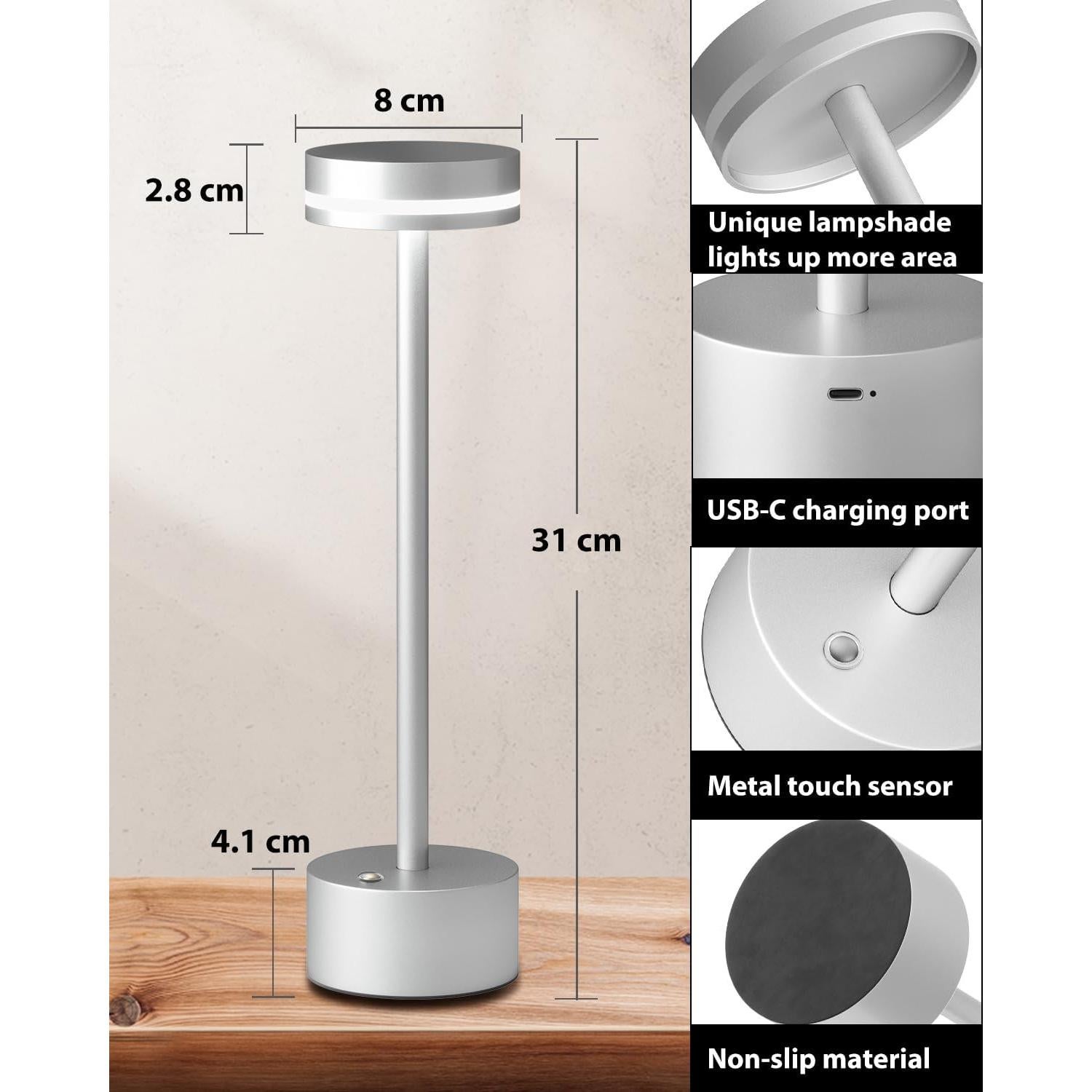 Lámpara de Mesa Inalámbrica LED FUNTAPHANTA Plata 4000mAh