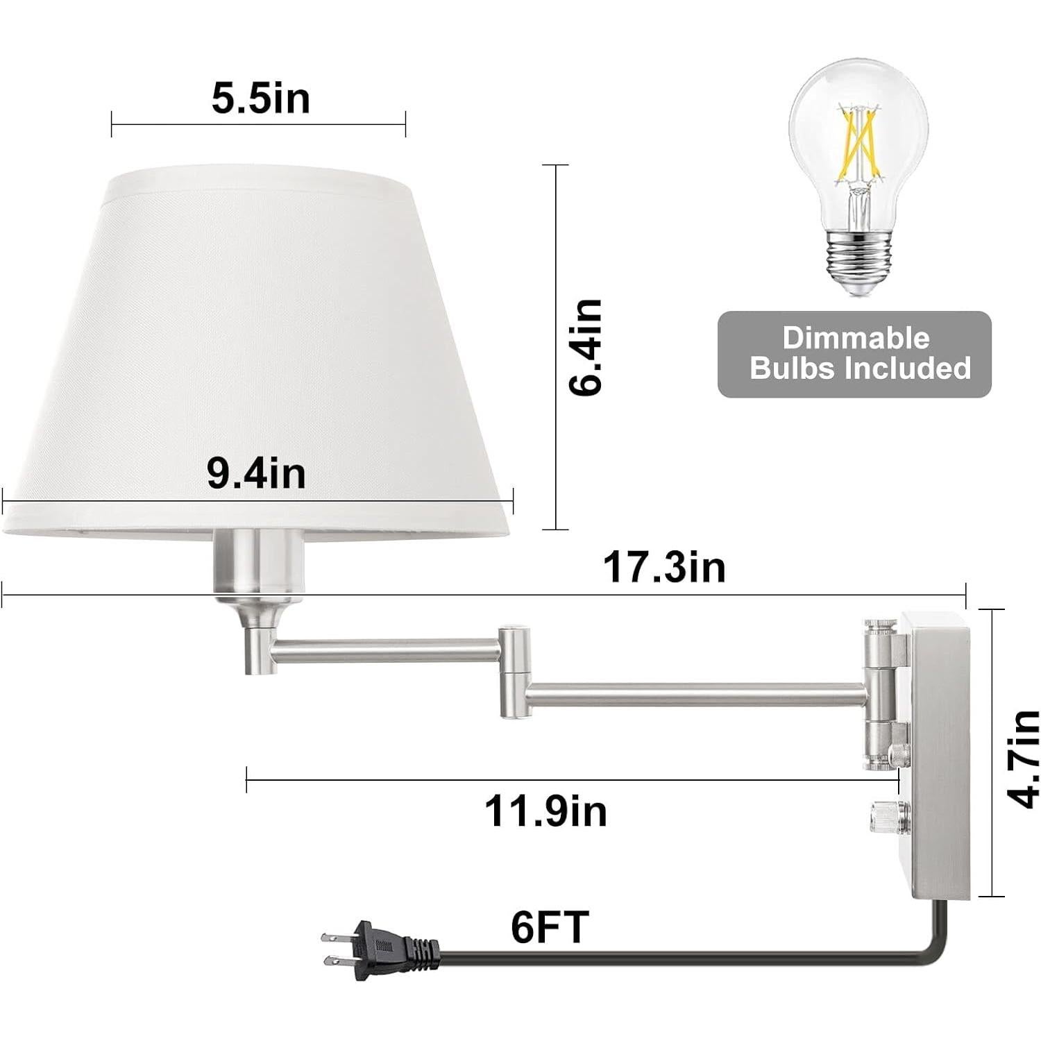 Aplique de pared TRLIFE set de 2 luces regulables 6W