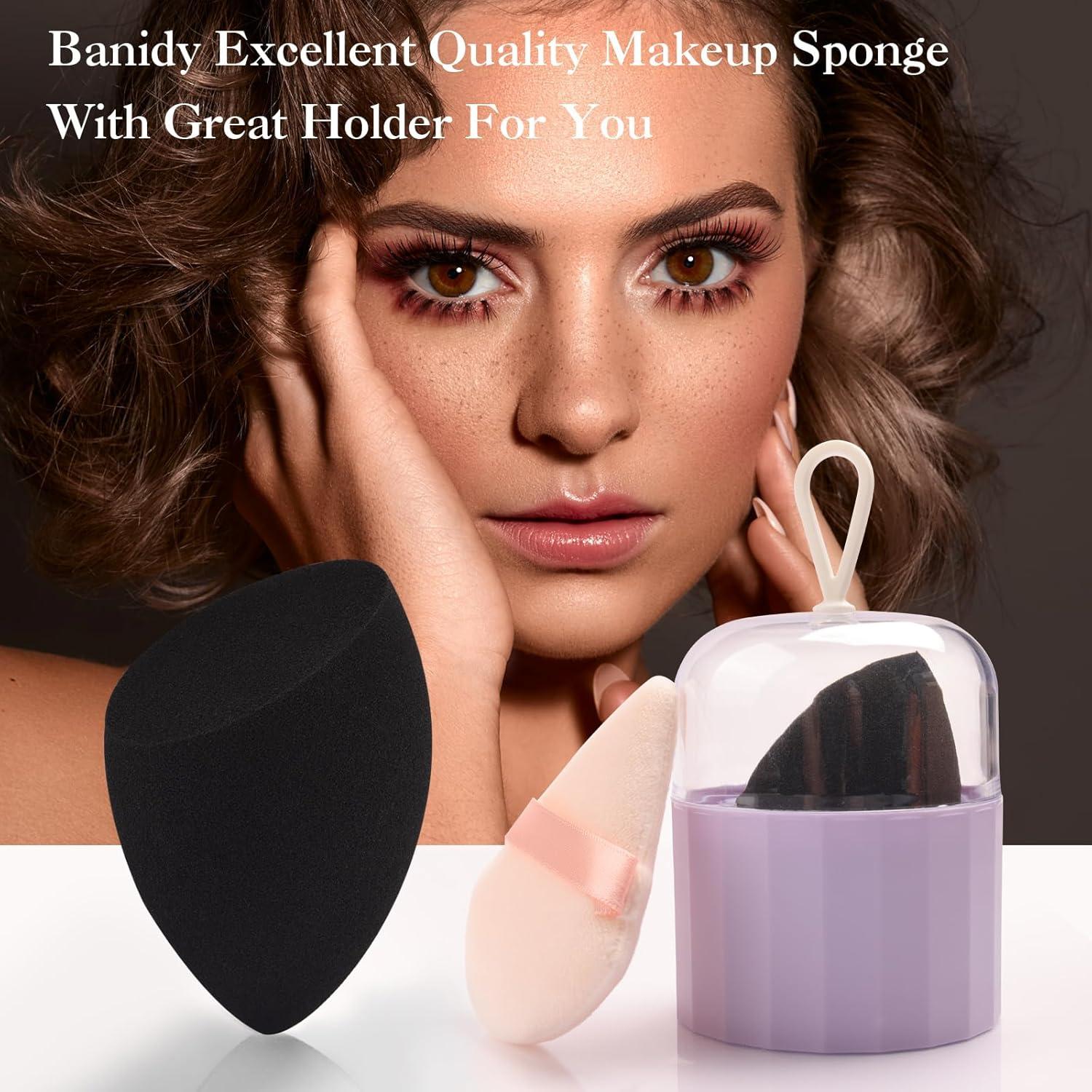 Juego de Esponjas de Maquillaje Banidy con Soporte Negro
