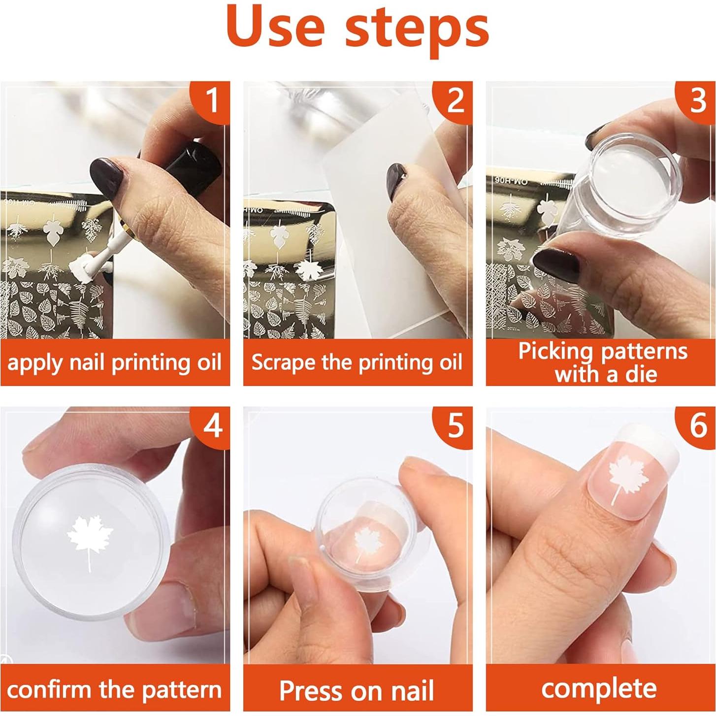 Kit de Estampado de Uñas AddFavor 6 Piezas con Estampador